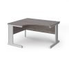 Vivo left hand ergonomic desk 1400mm - silver frame Grey Oak Top - VEL14-S-GO