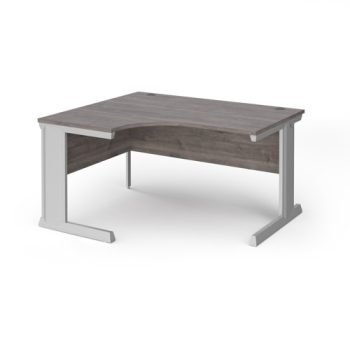 Vivo left hand ergonomic desk 1400mm - silver frame Grey Oak Top - VEL14-S-GO