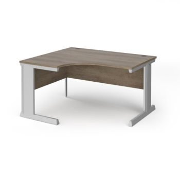 Vivo left hand ergonomic desk 1400mm - silver frame Nebraska Oak Top - VEL14-S-NO