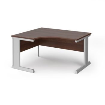 Vivo left hand ergonomic desk 1400mm - silver frame Walnut top - VEL14-S-W