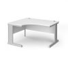 Vivo left hand ergonomic desk 1400mm - silver frame White Top - VEL14-S-WH