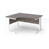 Vivo left hand ergonomic desk 1400mm - white frame Grey Oak Top - VEL14-WH-GO