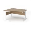 Vivo left hand ergonomic desk 1400mm - white frame Kendal Oak Top - VEL14-WH-KO