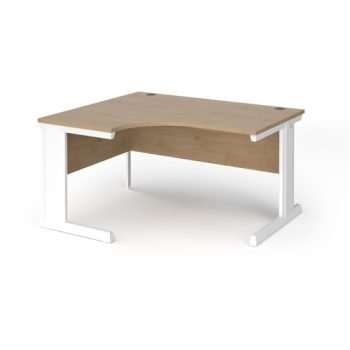 Vivo left hand ergonomic desk 1400mm - white frame Kendal Oak Top - VEL14-WH-KO