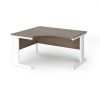 Vivo left hand ergonomic desk 1400mm - white frame Nebraska Oak Top - VEL14-WH-NO