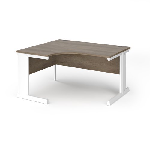 Vivo left hand ergonomic desk 1400mm - white frame Nebraska Oak Top - VEL14-WH-NO