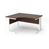 Vivo left hand ergonomic desk 1400mm - white frame Walnut top - VEL14-WH-W