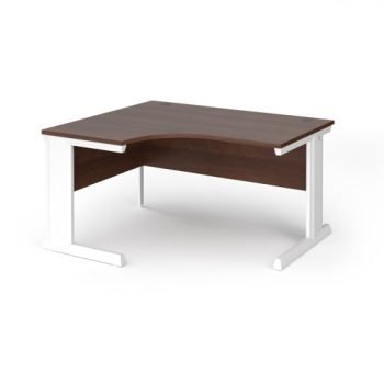Vivo left hand ergonomic desk 1400mm - white frame Walnut top - VEL14-WH-W