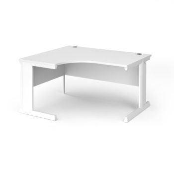 Vivo left hand ergonomic desk 1400mm - white frame White Top - VEL14-WH-WH