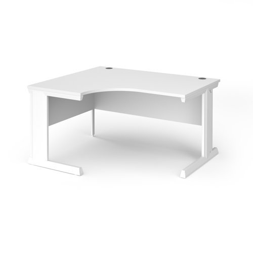 Vivo left hand ergonomic desk 1400mm - white frame White Top - VEL14-WH-WH