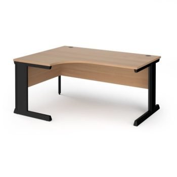 Vivo left hand ergonomic desk 1600mm - black frame Beech top - VEL16-K-B