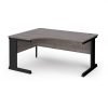 Vivo left hand ergonomic desk 1600mm - black frame Grey Oak Top - VEL16-K-GO