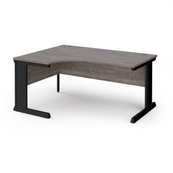 Vivo left hand ergonomic desk 1600mm - black frame Grey Oak Top - VEL16-K-GO