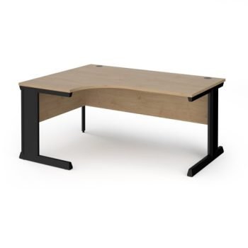 Vivo left hand ergonomic desk 1600mm - black frame Kendal Oak Top - VEL16-K-KO
