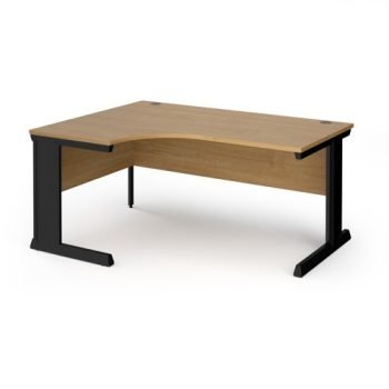 Vivo left hand ergonomic desk 1600mm - black frame Oak Top - VEL16-K-O