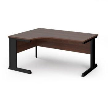 Vivo left hand ergonomic desk 1600mm - black frame Walnut top - VEL16-K-W