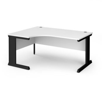 Vivo left hand ergonomic desk 1600mm - black frame White Top - VEL16-K-WH