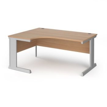 Vivo left hand ergonomic desk 1600mm - silver frame Beech top - VEL16-S-B