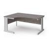 Vivo left hand ergonomic desk 1600mm - silver frame Grey Oak Top - VEL16-S-GO