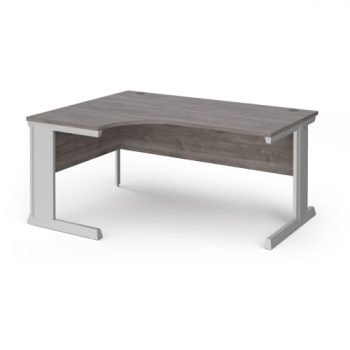Vivo left hand ergonomic desk 1600mm - silver frame Grey Oak Top - VEL16-S-GO