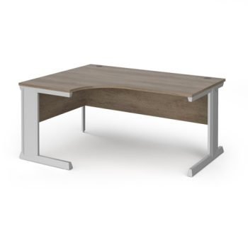 Vivo left hand ergonomic desk 1600mm - silver frame Nebraska Oak Top - VEL16-S-NO
