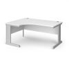 Vivo left hand ergonomic desk 1600mm - silver frame White Top - VEL16-S-WH