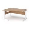 Vivo left hand ergonomic desk 1600mm - white frame Beech top - VEL16-WH-B