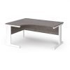 Vivo left hand ergonomic desk 1600mm - white frame Grey Oak Top - VEL16-WH-GO