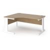 Vivo left hand ergonomic desk 1600mm - white frame Kendal Oak Top - VEL16-WH-KO
