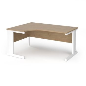 Vivo left hand ergonomic desk 1600mm - white frame Kendal Oak Top - VEL16-WH-KO