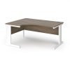 Vivo left hand ergonomic desk 1600mm - white frame Nebraska Oak Top - VEL16-WH-NO
