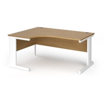 Vivo left hand ergonomic desk 1600mm - white frame Oak Top - VEL16-WH-O