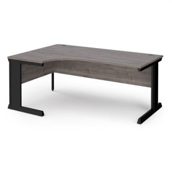 Vivo left hand ergonomic desk 1800mm - black frame Grey Oak Top - VEL18-K-GO