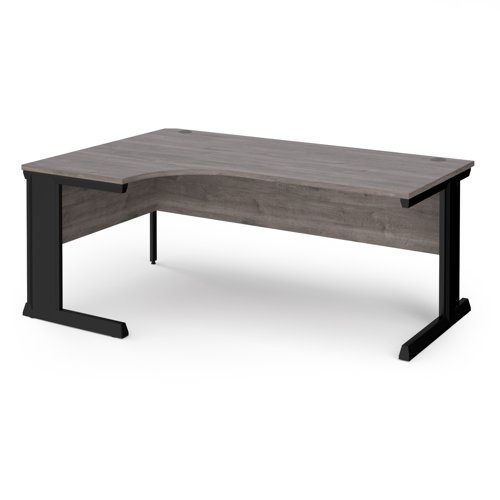 Vivo left hand ergonomic desk 1800mm - black frame Grey Oak Top - VEL18-K-GO