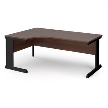 Vivo left hand ergonomic desk 1800mm - black frame Walnut top - VEL18-K-W