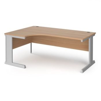 Vivo left hand ergonomic desk 1800mm - silver frame Beech top - VEL18-S-B