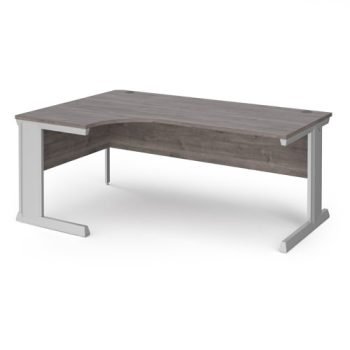 Vivo left hand ergonomic desk 1800mm - silver frame Grey Oak Top - VEL18-S-GO