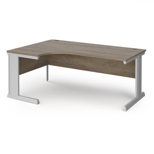 Vivo left hand ergonomic desk 1800mm - silver frame Nebraska Oak Top - VEL18-S-NO