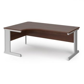 Vivo left hand ergonomic desk 1800mm - silver frame Walnut top - VEL18-S-W