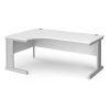 Vivo left hand ergonomic desk 1800mm - silver frame White Top - VEL18-S-WH
