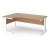 Vivo left hand ergonomic desk 1800mm - white frame Beech top - VEL18-WH-B