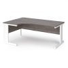 Vivo left hand ergonomic desk 1800mm - white frame Grey Oak Top - VEL18-WH-GO