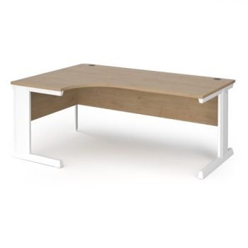 Vivo left hand ergonomic desk 1800mm - white frame Kendal Oak Top - VEL18-WH-KO