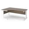 Vivo left hand ergonomic desk 1800mm - white frame Nebraska Oak Top - VEL18-WH-NO