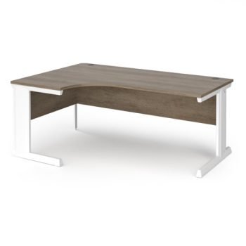 Vivo left hand ergonomic desk 1800mm - white frame Nebraska Oak Top - VEL18-WH-NO