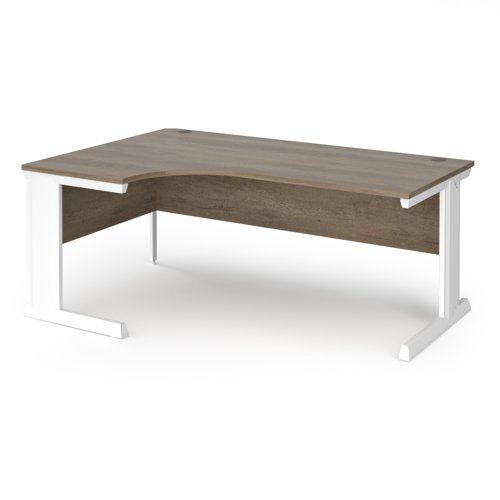 Vivo left hand ergonomic desk 1800mm - white frame Nebraska Oak Top - VEL18-WH-NO