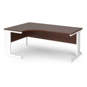 Vivo left hand ergonomic desk 1800mm - white frame Walnut top - VEL18-WH-W