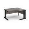 Vivo right hand ergonomic desk 1400mm - black frame Grey Oak Top - VER14-K-GO