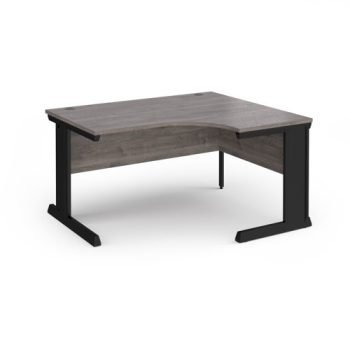 Vivo right hand ergonomic desk 1400mm - black frame Grey Oak Top - VER14-K-GO