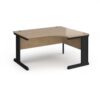 Vivo right hand ergonomic desk 1400mm - black frame Kendal Oak Top - VER14-K-KO